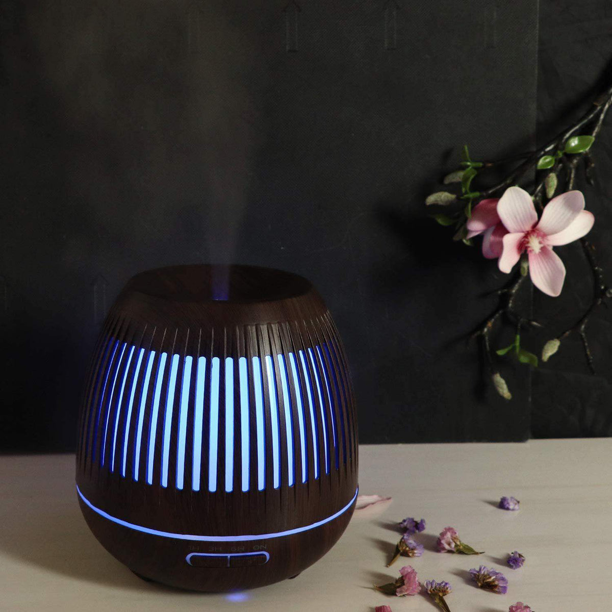 Wood Grain Drum Ultrasonic Humidifying Essential Oil Diffuser – Artisan Design, Net Ventilation, LED
