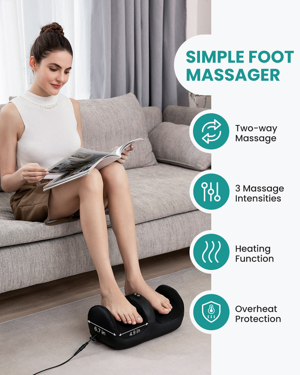 Nekteck Lightweight and Compact Shiatsu Foot Massager with Heat